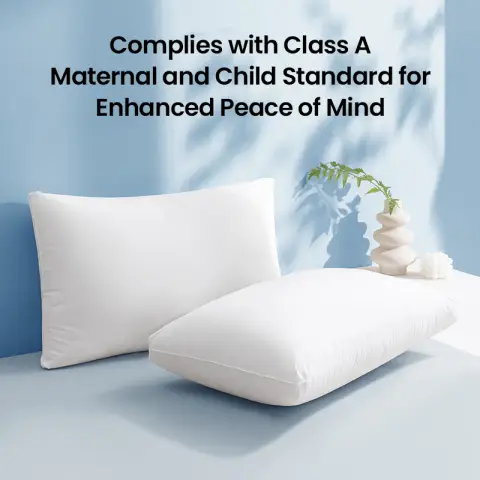 J.Zao 2pcs - 100% Healthy Primary Fibre Class A Antibacterial Pillow Pillowcase Washable Double Pillow Fiber Pillow