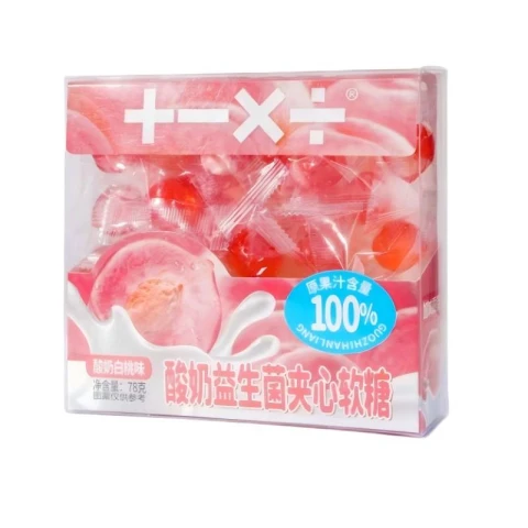 Jiajianchengchu Yogurt Probiotics Sandwich Soft Candy (Yogurt White Peach) 78G