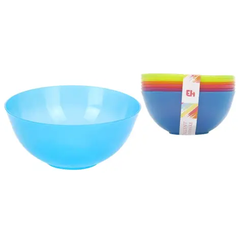 Excellent Houseware Coloured Plastic Cereal Bowls Round Breakfast Cereal Oatmeal Soup Bowl 6pcs
