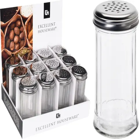 Excellent Houseware Glass Spice Rack with Metal Lid 300ml 7.5 x 13.5cm