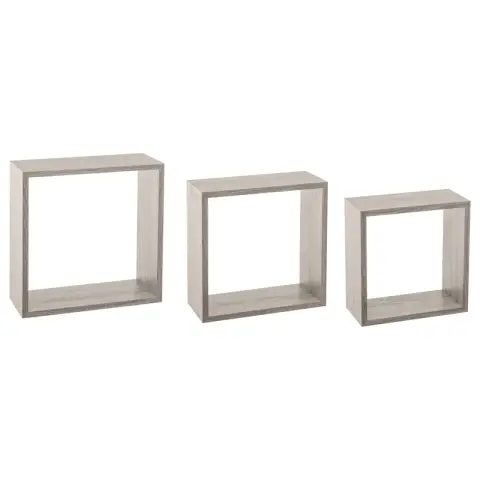 Wandkubus Plank Eiken Grijs Groot Set van 3