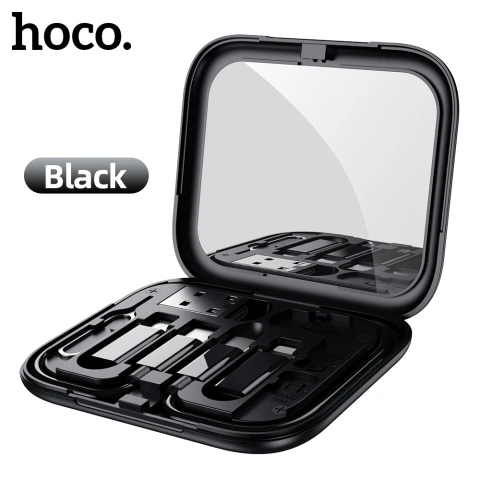 HOCO Multifunctional Data Cable Storage Box with Multi-Type Cable Adaptors, Charging Cable and SIM Card Pin