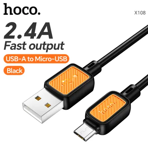 HOCO X108 USB-A to Micro-USB Charging Cable - Black