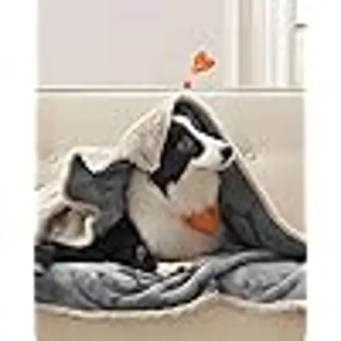FEANDREA Couverture imperméable pour chien 152x127cm XL Lavable en machine Réversible Gris