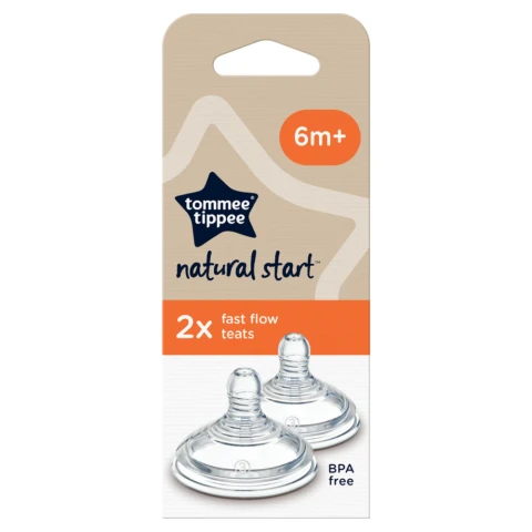 Tommee Tippee Easi Vent Fast Flow Teats 6+ Months 2 Pack