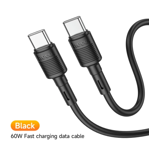 HOCO Type-C to Type-C 60W Fast Charging Data Cable - 1M Black