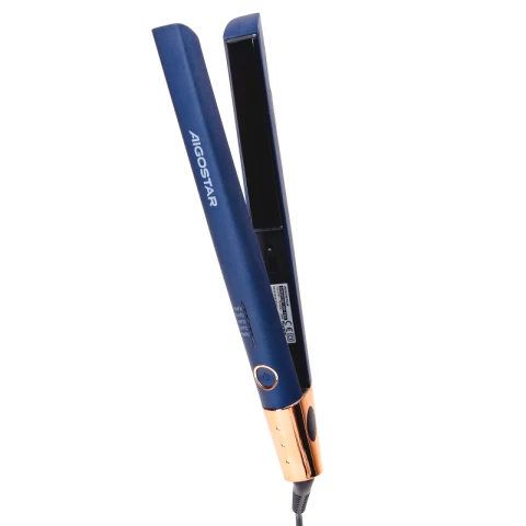 Aigostar Grace GBS-55PVDE - Hair Straightener - 55W PTC Heating LED Display VDE Certified Blue-Gold Grace
