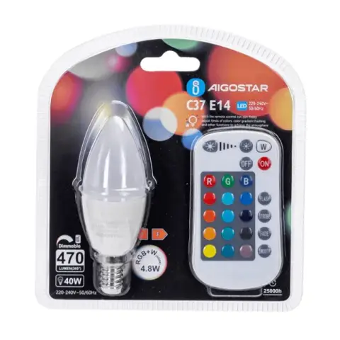 Aigostar LED A5 C37 E14 4.8W RGB+W
