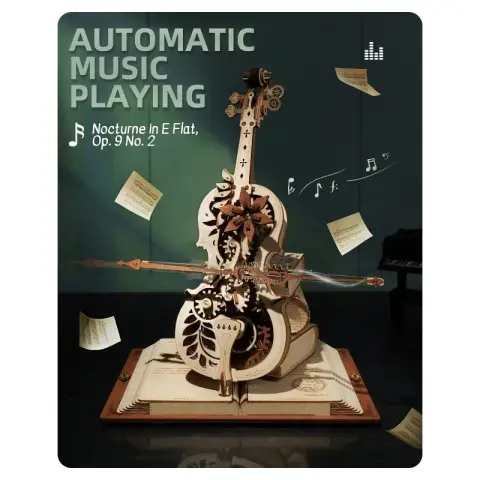 Robotime ROKR Magic Cello 3D Wooden Puzzle Building Toys ‎27.5 x 27.5 x 47.5 cm 1PC