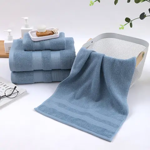 Tuqiang Pure Cotton Towel Bath Towel Set of 4 Blue
