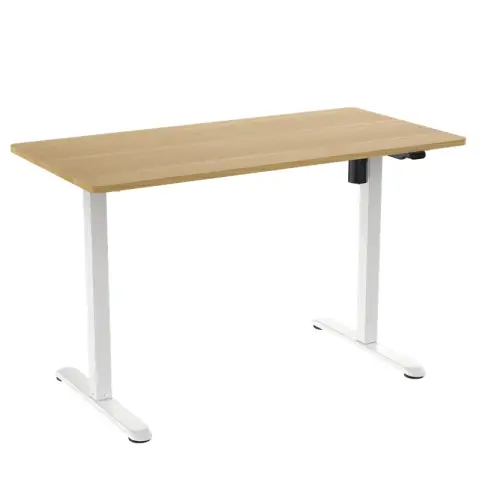 Ochama X Loctek Sit-Stand Desk - Electric Height Adjustable - Wooden Tabletop - White - 120 x 60 cm Economic Model