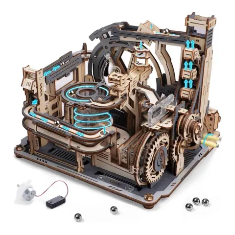 Robotime ROKR Marble Spaceport Wooden 3D Puzzle Building Toys 31.2x 25.1 x 23 cm 1PC