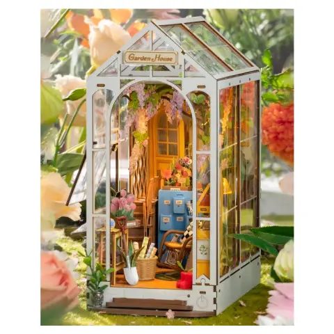 Robotime Rolife Garden House Book Nook DIY 3D Puzzle Toys 11 x 20.3 x 24.1 cm 1PC