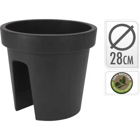 Flowerpot Balcony Decoration Pot Recycled Material Black Dia 28cm