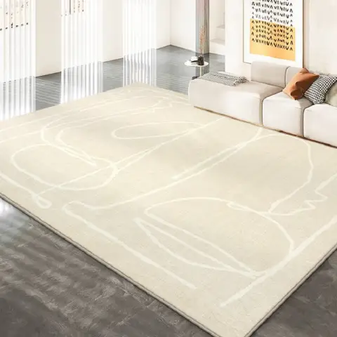 J.Zao Super Soft Living Room Carpet – Cashmere-Feel, Water-Proof, Non-Slip, 160x230cm, Beige Style 3