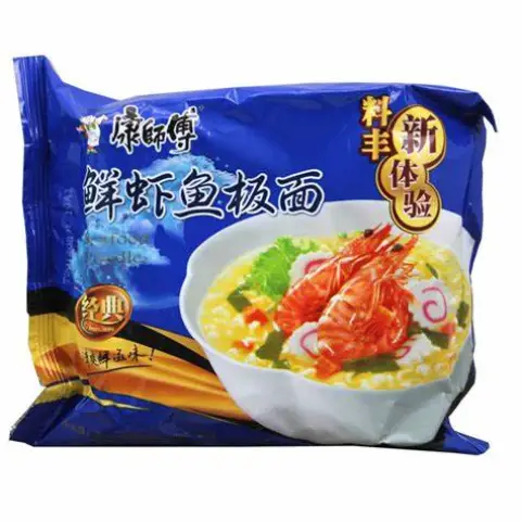 Master Kong Classic Bag Shrimp & Fish Cake Noodles 98g/Bag 康师傅经典袋鲜虾鱼板面98克/袋