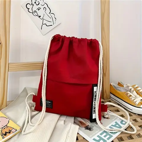 Bundle-Taschen-Rucksack mit Kordelzug, Studentenrucksack, leichter Sportrucksack, rote Farbe