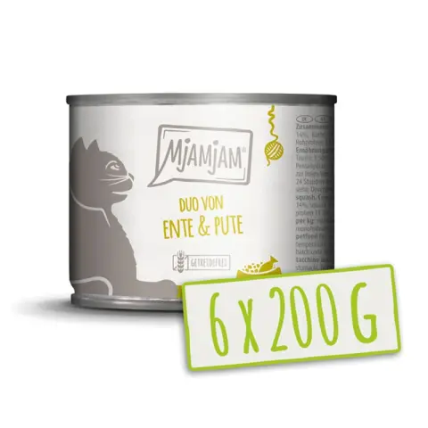 MjAMjAM - DUO van malse eend & goede kalkoen met gestoomde pompoen 200g*6