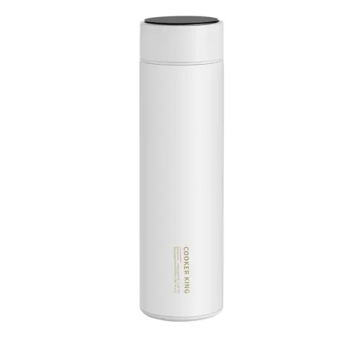 COOKER KING Thermos 316L Stainless Steel Water Bottle Leak Proof Spill Proff Keeps Cold and Hot for Drink Coffee Tea 480ml White