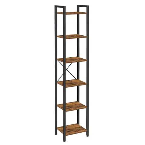 VASAGLE Boekenkast, Staande kast voor opslag, Planken met 6 niveaus, Industrieel vintage LLS101B01 - 40x30x187,5 cm