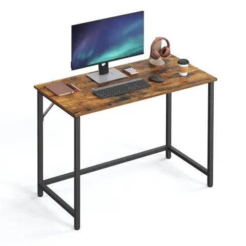 VASAGLE Desk, Small Computer Desk, Office for Study, Bedroom, 50 x 100 x 76 cm, Industrial Design, Metal Frame, Vintage Brown-Black