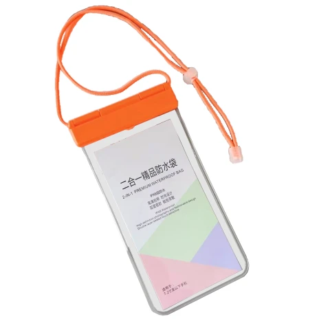 Mobile Phone Waterproof Pouch | Suitable for Swimming and Diving | Double Seal and Touch Sensitive 2-in-1 Orange