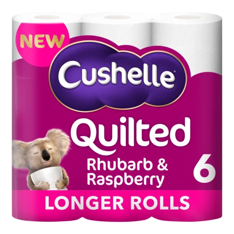 Cushelle Quilted Rhubarb Toilet Roll 6 Rolls 50%  More Sheets