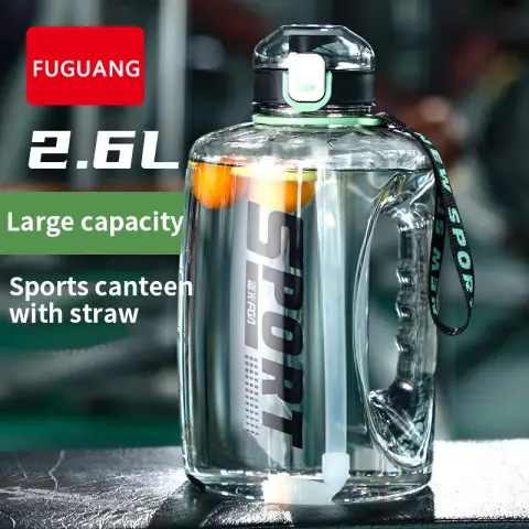 FUGUANG Large capacity Plastic Cup Water Cup Sports Outdoor - with Straw - 2.6L