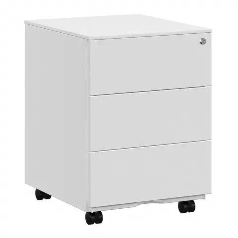 Portable Lockable Desk Cabinet with 3 Drawers Document Storage Stationery Pre-Assembled for Office 39 x 45 x 55 cm