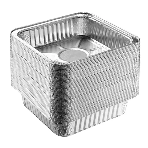 COOKER KING 7-inch Square Aluminum Foil Plates, 50 Pcs