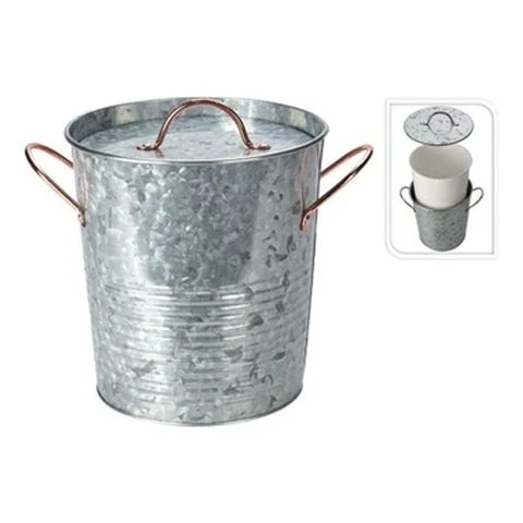 Eimer aus Zinkmetall mit Deckel