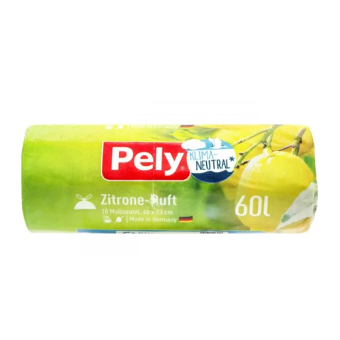 Pely Zugbandbeutel 60L mit Zitronen Duft klimaneutralisiert 10 Stück