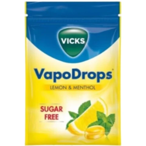 VICKS VAPODROPS 72G LOZENGES LEMON SUGARFREE