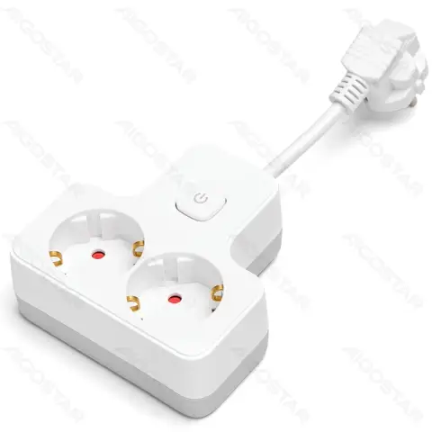 Aigostar Steckdosenleiste mit Kabel/Deutsch 2-fach/3G1.0mm2/5cm/Kurzes Kabel