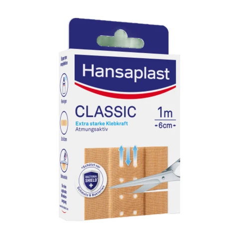 Hansaplast Klassisches Atmungsaktives Tape (1m x 6cm)