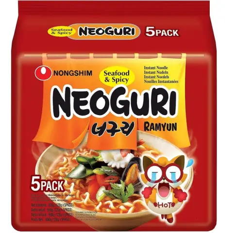 Nongshim Nudeln Meeresfrüchte & Scharf Neoguri 5x120g 5er-Pack Meeresfrüchte Scharfe Nudeln
