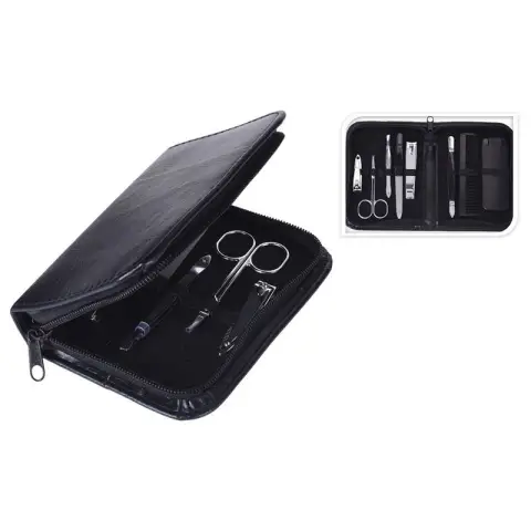 Coffret manucure 9 pièces avec étui noir