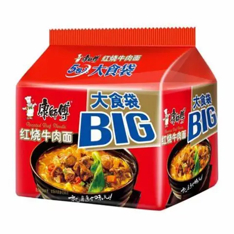 KSF Instant Noodles - Big Roasted Artificial Beef Flavour Pack of 5 康师傅 - 大食袋 -  红烧牛肉面 5 连包