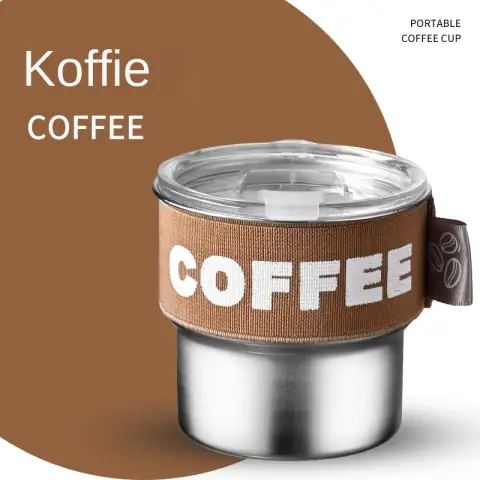 Anti druppel en hittebestendige koffiekop, koffie gekleurde kop met deksel voor kantoorgebruik Bruin