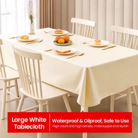 J.Zao White Tablecloth Waterproof Oilproof Washable Coffee Table Cloth - 90*150cm Wallpaper 90*150