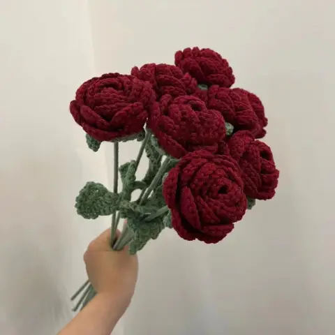 1 handgewebte Garn gefälschte Rose Valentinstag Geschenk Wein rote Rose Simulation Blume