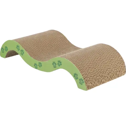 Vague à gratter, carton, herbe à chat, 50 × 9 × 23 cm, vert
