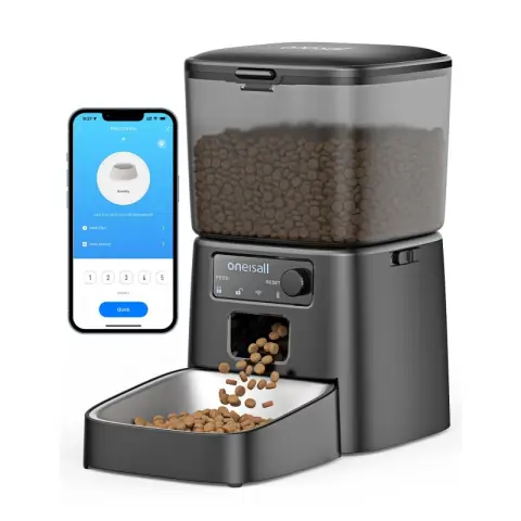 Oneisall Automatischer kabelloser Futterautomat (1 Schale, mit WiFi) PF06