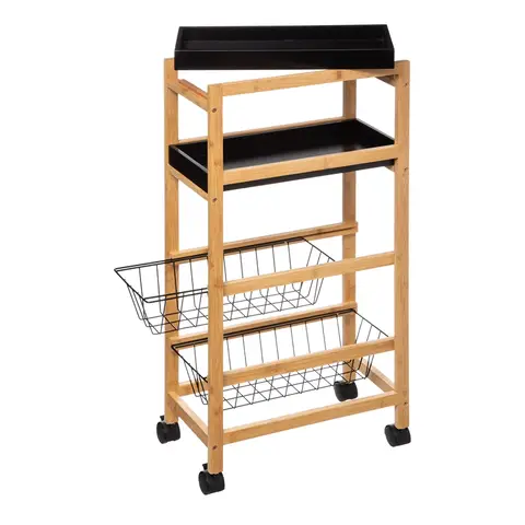 Desserte en Bambou Noir avec Plateau Amovible