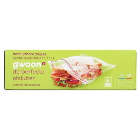 Gwoon g'woon Reclosable Bag 30 x 0.4L and 30 x 1.2L