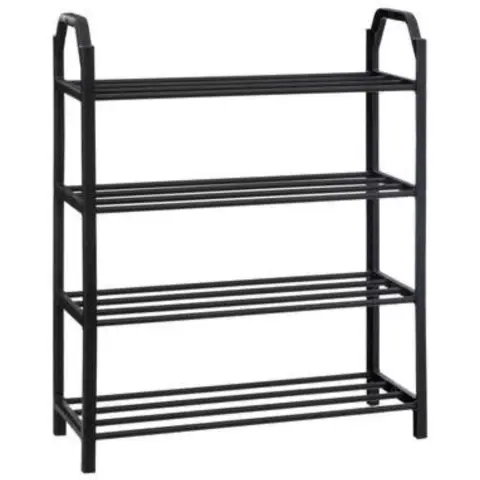 Shoe Rack - 8 Pairs - Plastic - Black