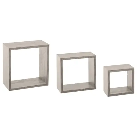 Wandkubus Plank Eiken Grijs Klein Set van 3