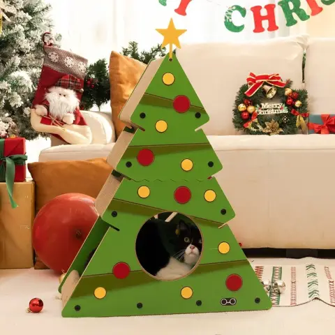 Coneko Weihnachtsbaum-Klettergerüst für Katzen - Groß