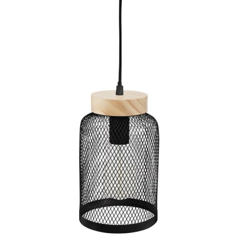 Suspension Zely diam. 15 cm bois noir et métal