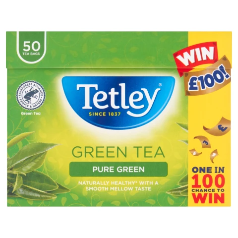 Tetley 50 Pure Green Tea Bags 100g